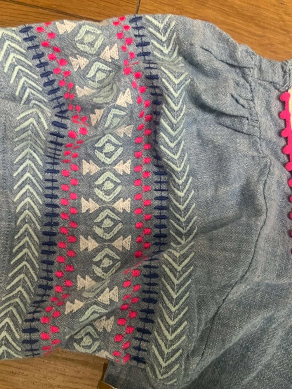 Cat & Jack Blue Square-Necked Dress with Embroidery